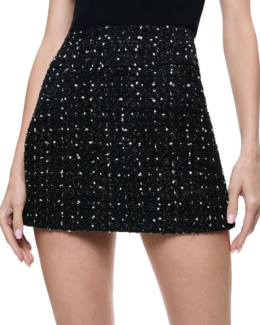 Alice And Olivia Tweed Black Donald Skirt Size 0